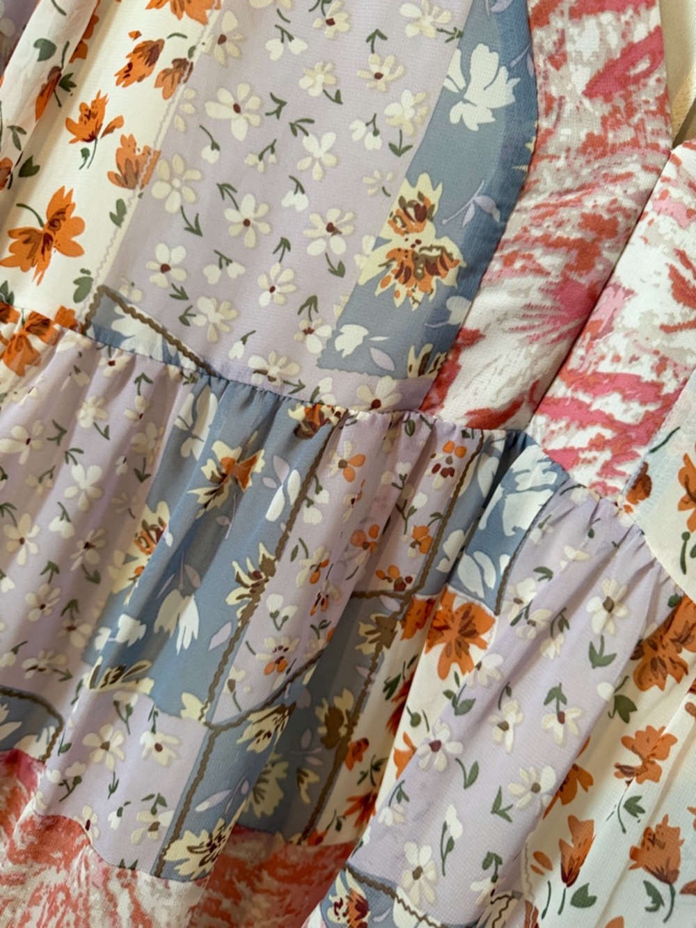 Boho Patchwork Floral Tiered Dress - Picture 3 of 5